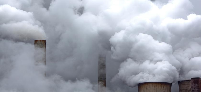 photo of belching smokestacks